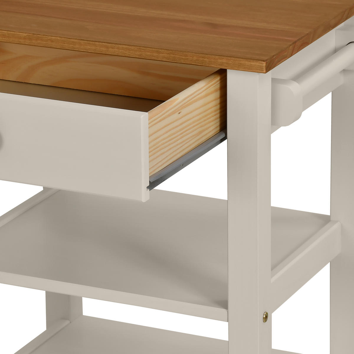 SERVIERWAGEN Pinie massiv Braun, Beige  - Beige/Zinkfarben, MODERN, Holz/Kunststoff (50/90,6/40cm) - Livetastic