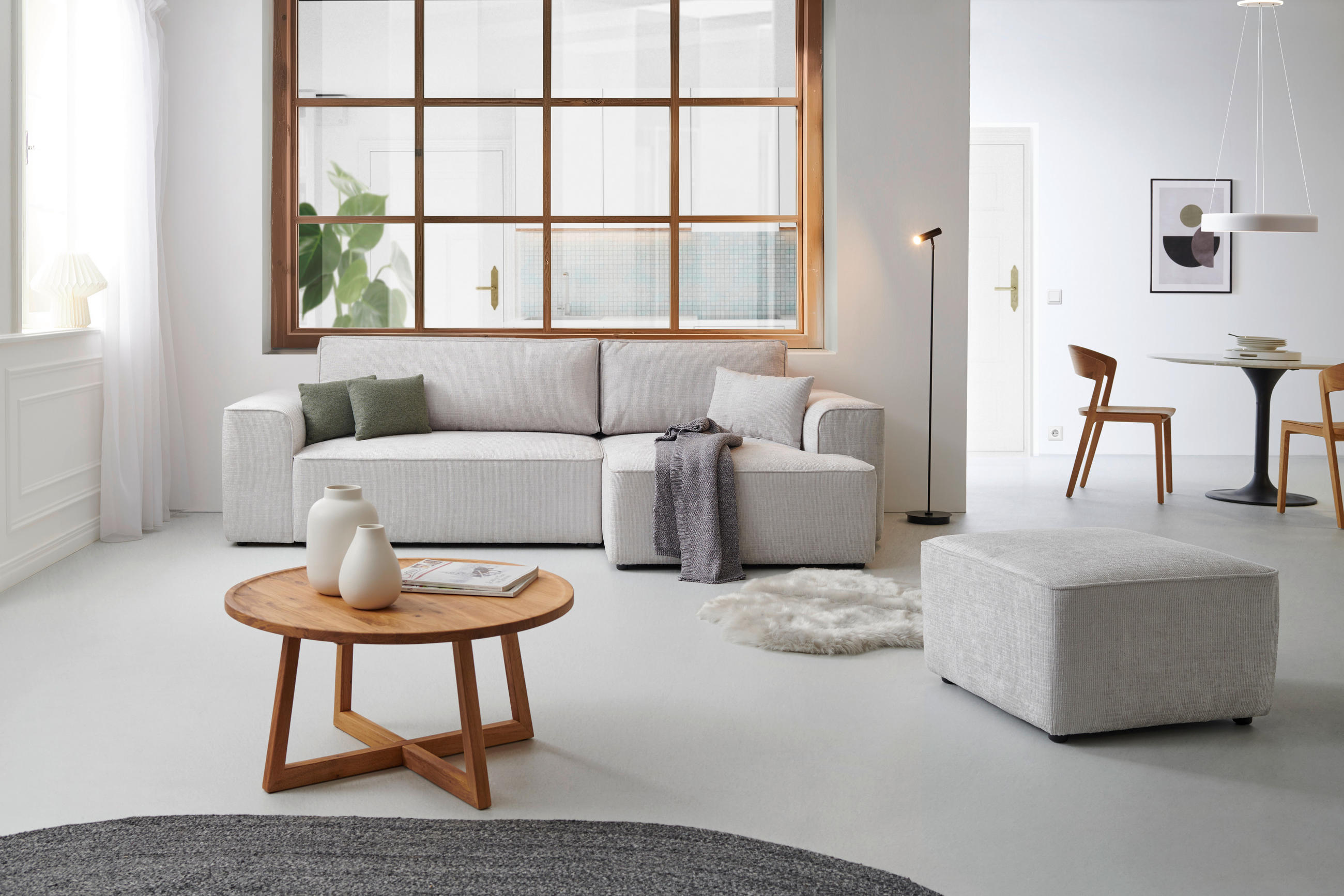 SAROKKANAPÉ textil szürke  - fekete/kékesszürke, Design, műanyag/textil (288/152cm) - Xora
