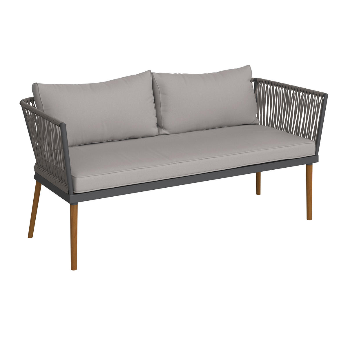 GARTENSET Webstoff Akazie massiv Eisen  - Schwarz/Akaziefarben, MODERN, Holz/Textil (110/161,7/40/75,8/70/77cm) - Ambia Garden