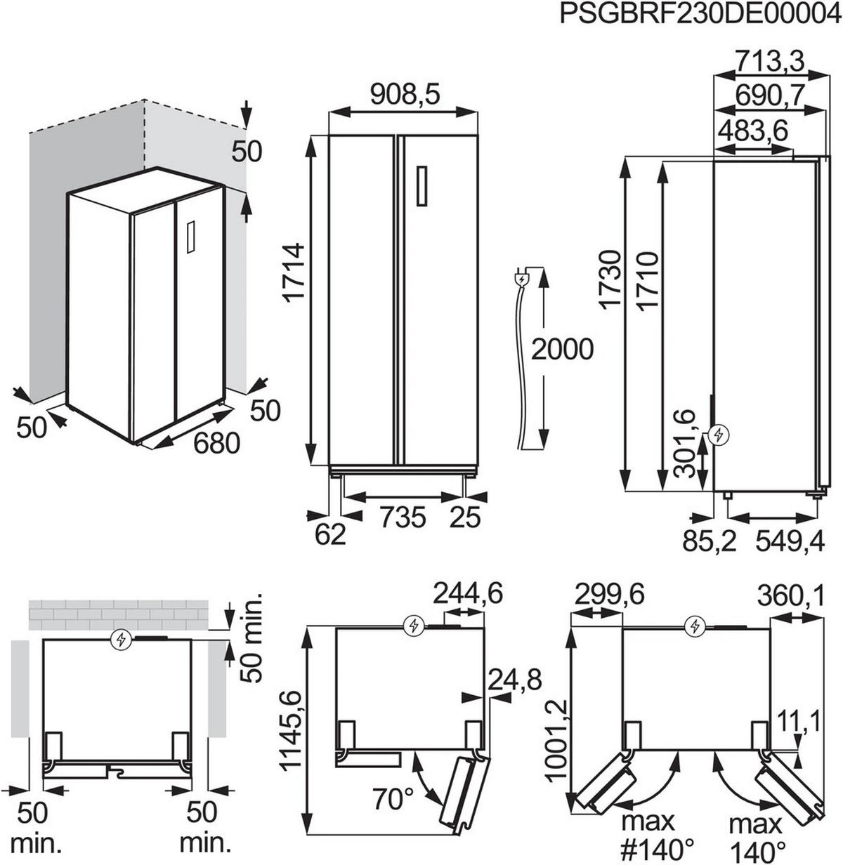 SIDE-BY-SIDE 91/177/73 cm ORX9V351DB  - Schwarz, Basics, Metall (91/177/73cm) - AEG