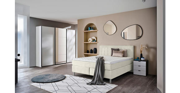 BOXSPRINGBETT 180/200 cm  in Creme  - Chromfarben/Creme, KONVENTIONELL, Kunststoff/Textil (180/200cm) - Voleo