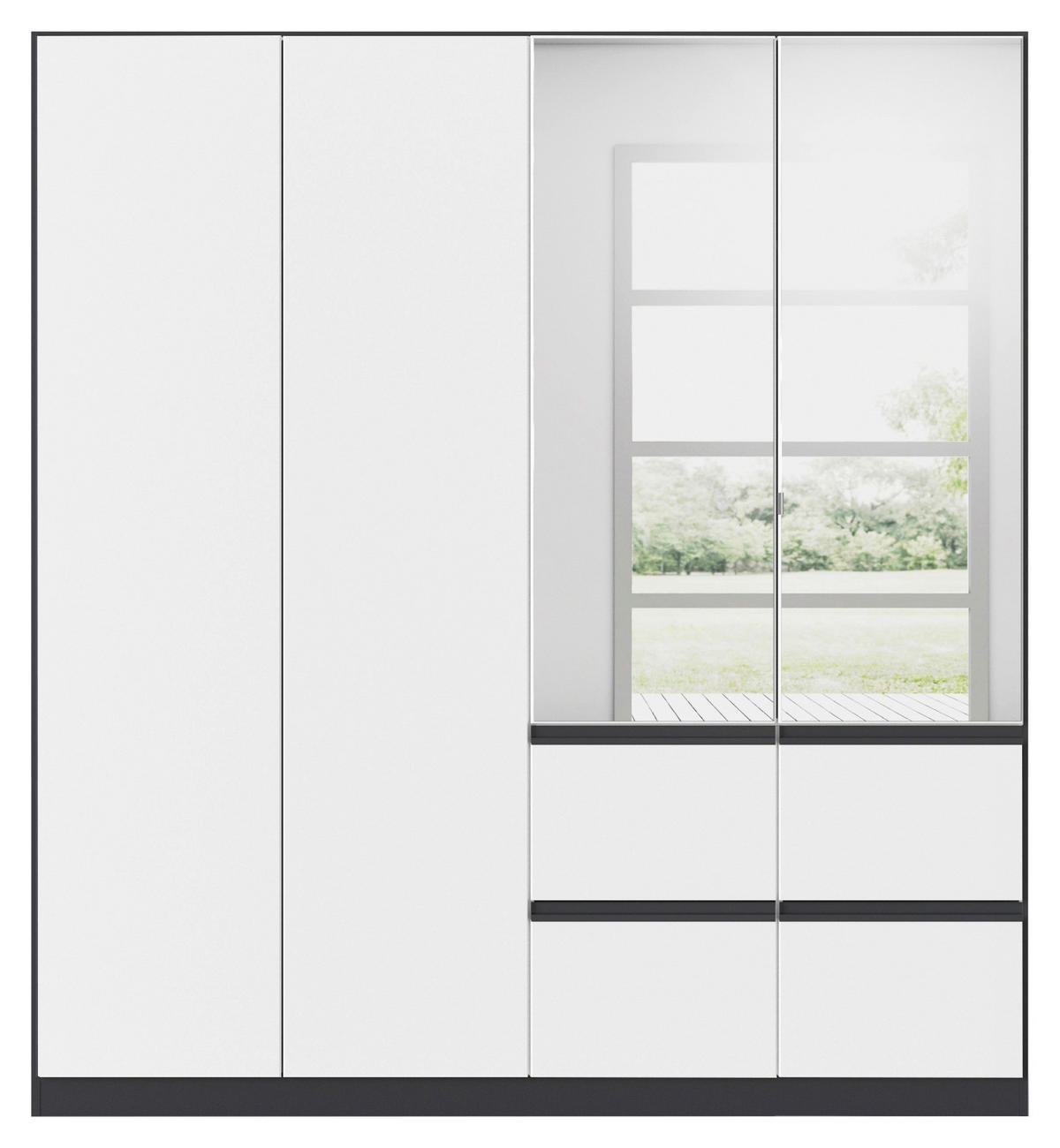 KLEIDERSCHRANK in Grau, Weiss  - Weiss/Silberfarben, Trend, Holzwerkstoff/Kunststoff (181/197/54cm) - Xora