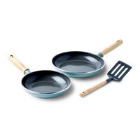PFANNENSET Mayflower Aluminium 2-teilig  - Schwarz/Hellblau, Basics, Holz/Metall (20cm//24cmcm)