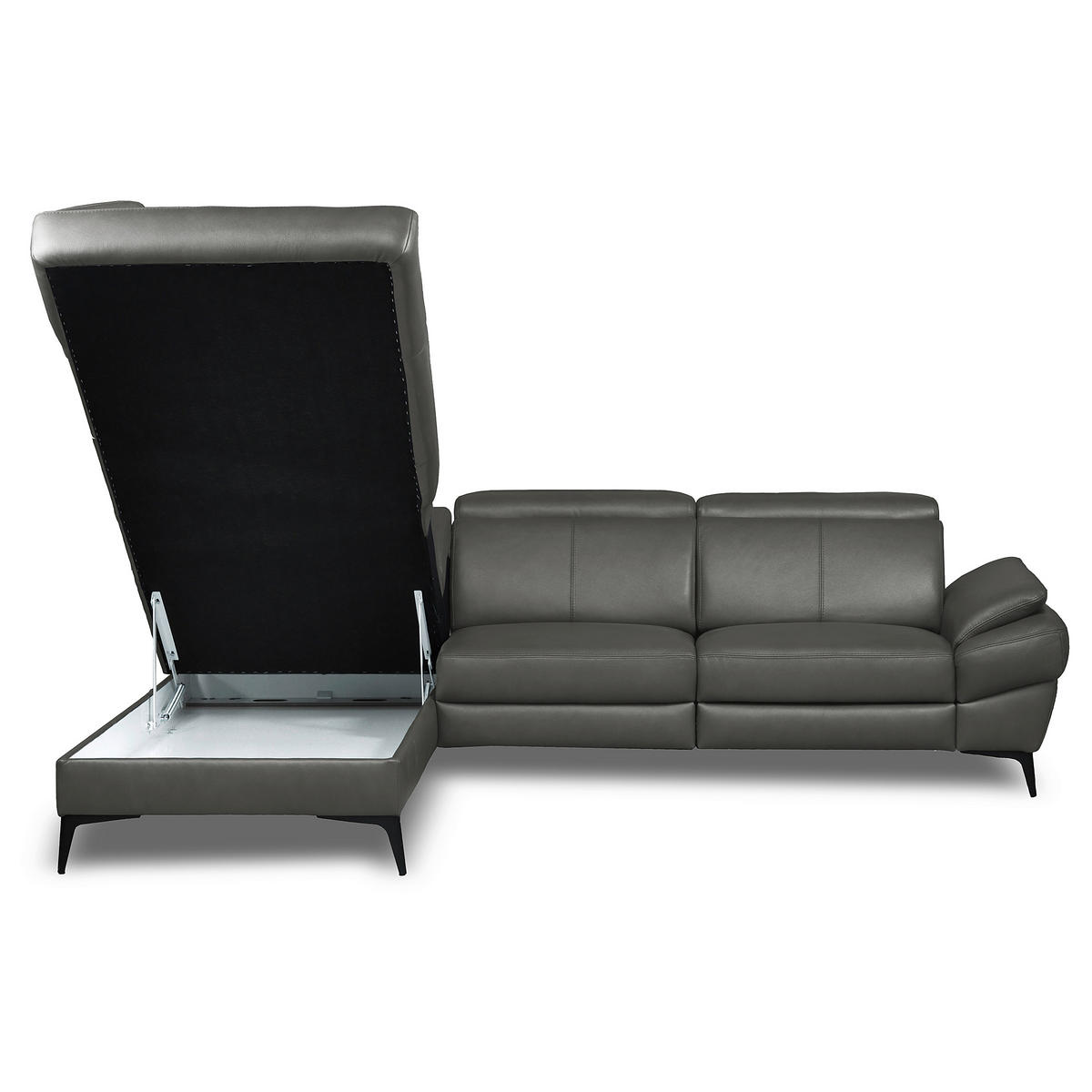 ECKSOFA  in Lederlook Echtleder Anthrazit  211/264 cm  - Anthrazit/Schwarz, Design, Leder/Textil (211/264cm) - Livetastic
