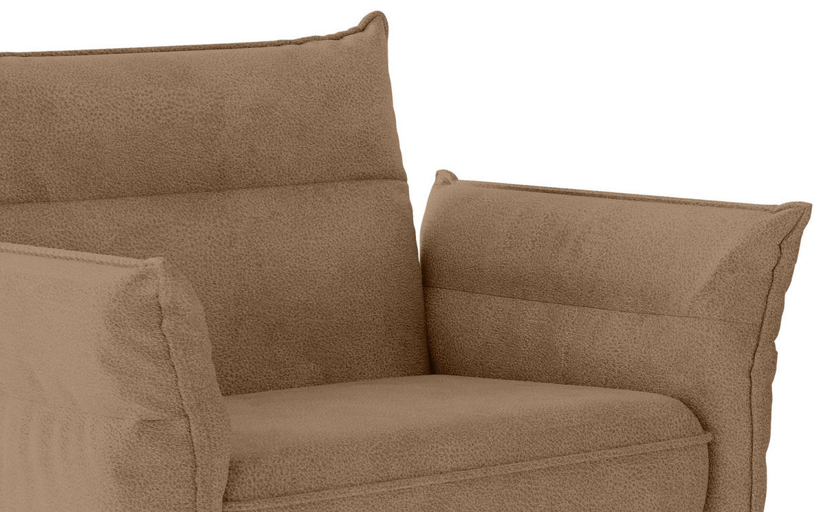 ENSEMBLE DE SALON in Flachgewebe Hellbraun  - Hellbraun/Edelstahlfarben, Design, Textil/Metall (265/185cm) - Livetastic
