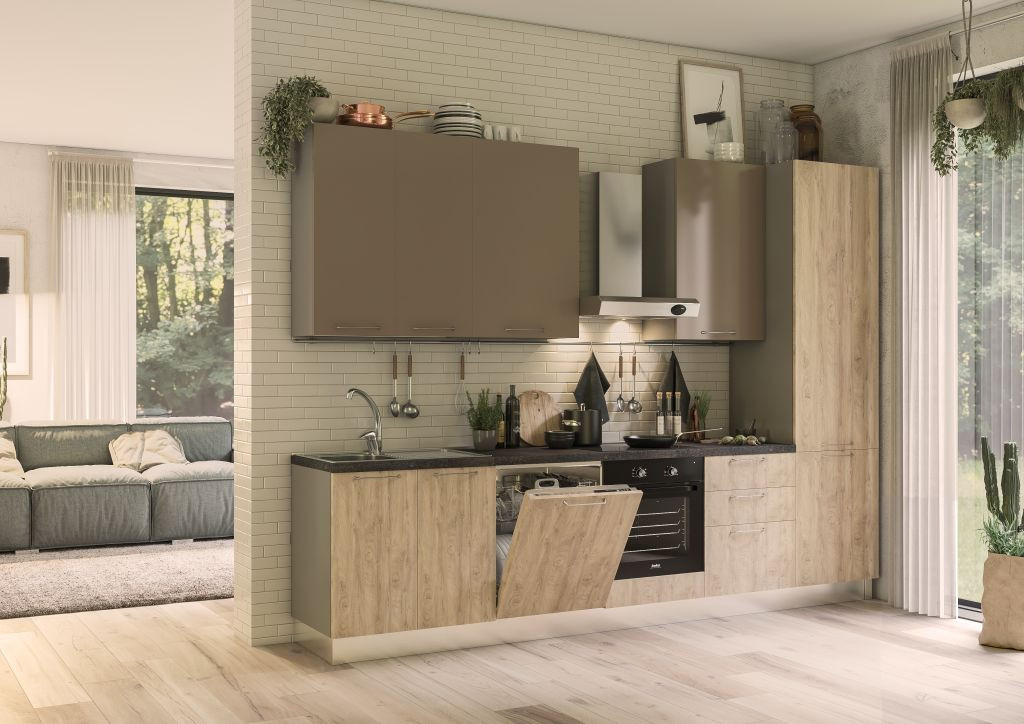 BLOK KUHINJA S APARATIMA   - Basics, drvni materijal (320cm) - Xora