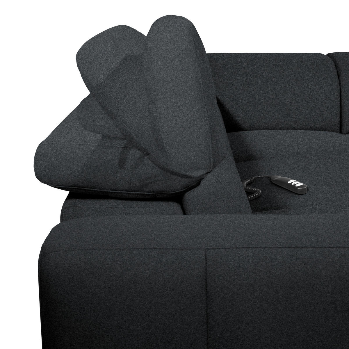 ECKSOFA Anthrazit Flachgewebe  - Anthrazit/Schwarz, Design, Textil/Metall (290/238cm) - Pure Home Lifestyle