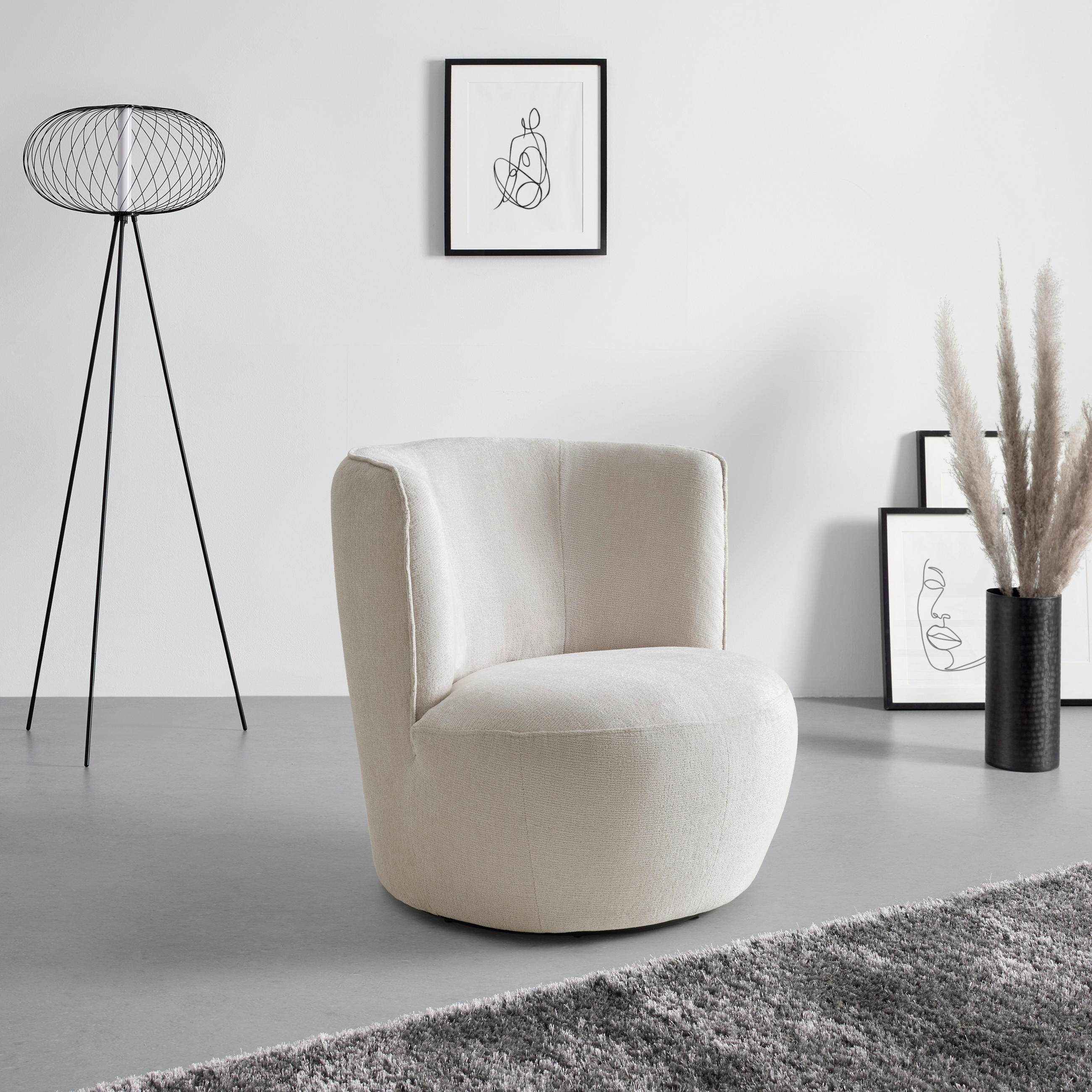 FÅTÖLJ i textil beige  - beige/svart, Modern, metall/textil (77/81/85cm) - MID.YOU