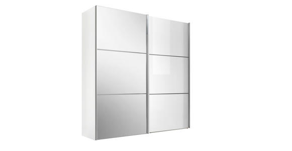 SCHWEBETÜRENSCHRANK 188/222/68 cm 2-türig  - Chromfarben/Weiß, KONVENTIONELL, Glas/Holzwerkstoff (188/222/68cm) - Moderano