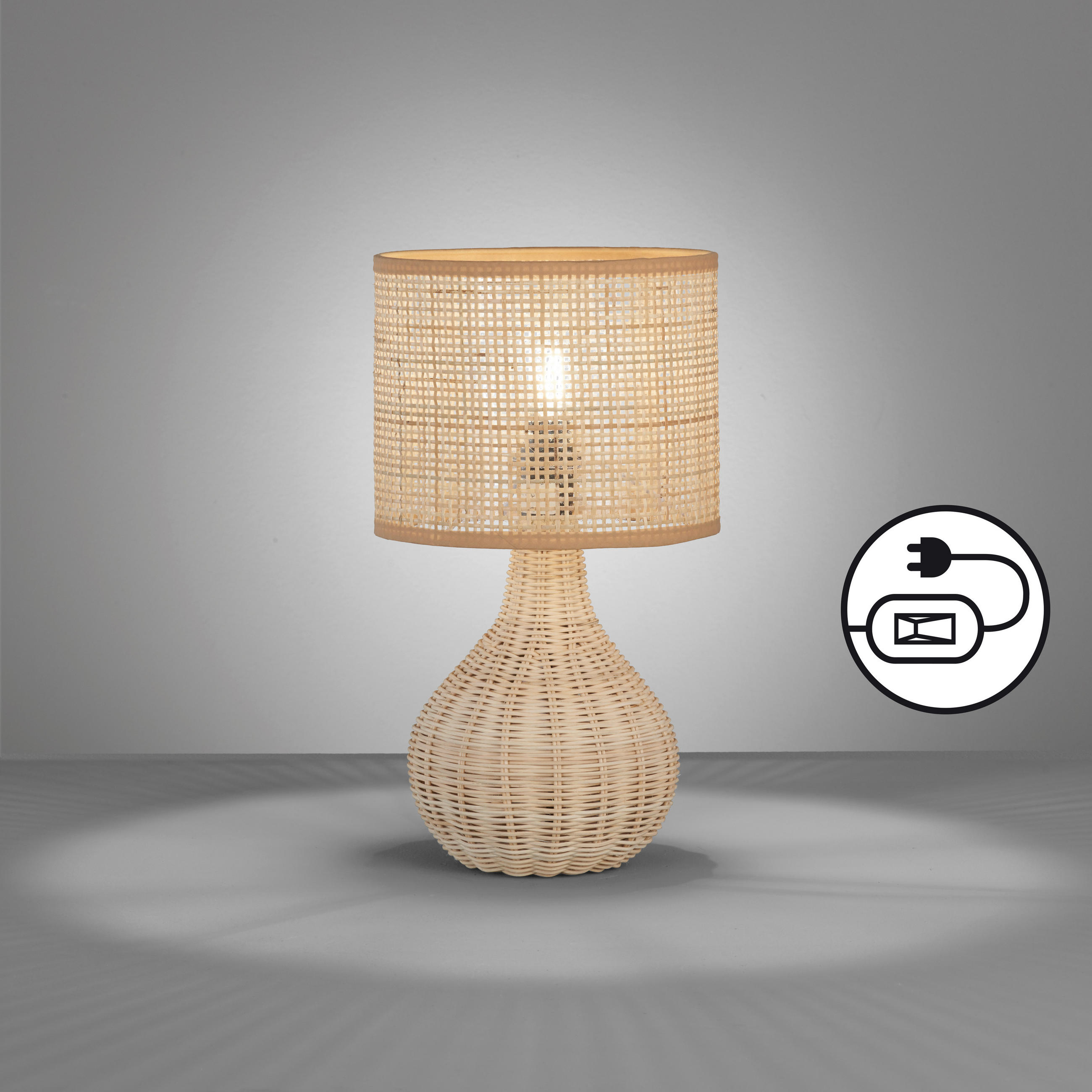 TISCHLEUCHTE Nature 20/37 cm   - Beige, Natur, Naturmaterialien (20/37cm) - Fischer & Honsel
