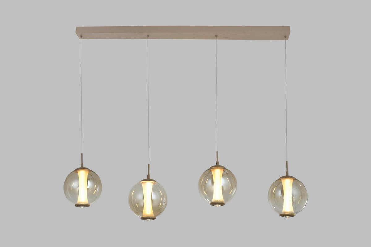 LED-HÄNGELEUCHTE Orleans 120/150/18 cm  - Sandfarben, Design, Glas/Metall (120/150/18cm)