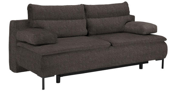 BOXSPRINGSOFA Webstoff Dunkelbraun - Dunkelbraun/Schwarz, Design, Textil/Metall (202/93/100cm) - Novel