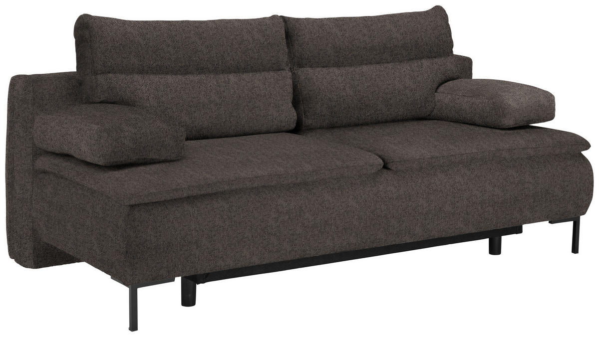 BOXSPRINGSOFA  mit Stoffauswahl Webstoff Dunkelbraun  - Dunkelbraun/Schwarz, Design, Textil/Metall (202/93/100cm) - Novel
