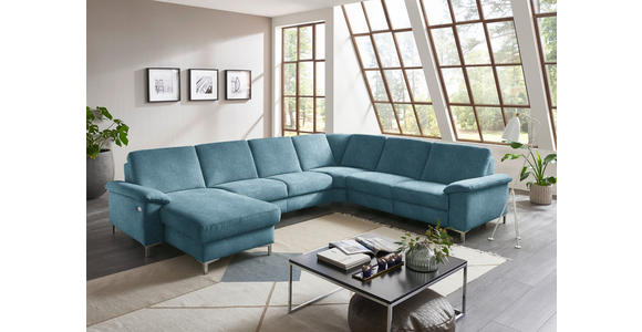 WOHNLANDSCHAFT  in Chenille Blau  - Blau/Alufarben, Design, Textil/Metall (170/333/265cm) - Dieter Knoll