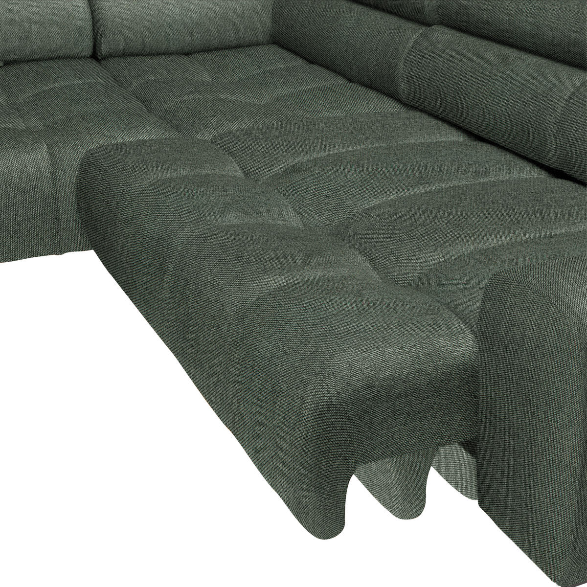 ECKSOFA Dunkelgrün Webstoff  - Dunkelgrün/Schwarz, Design, Textil/Metall (177/270cm) - Welnova
