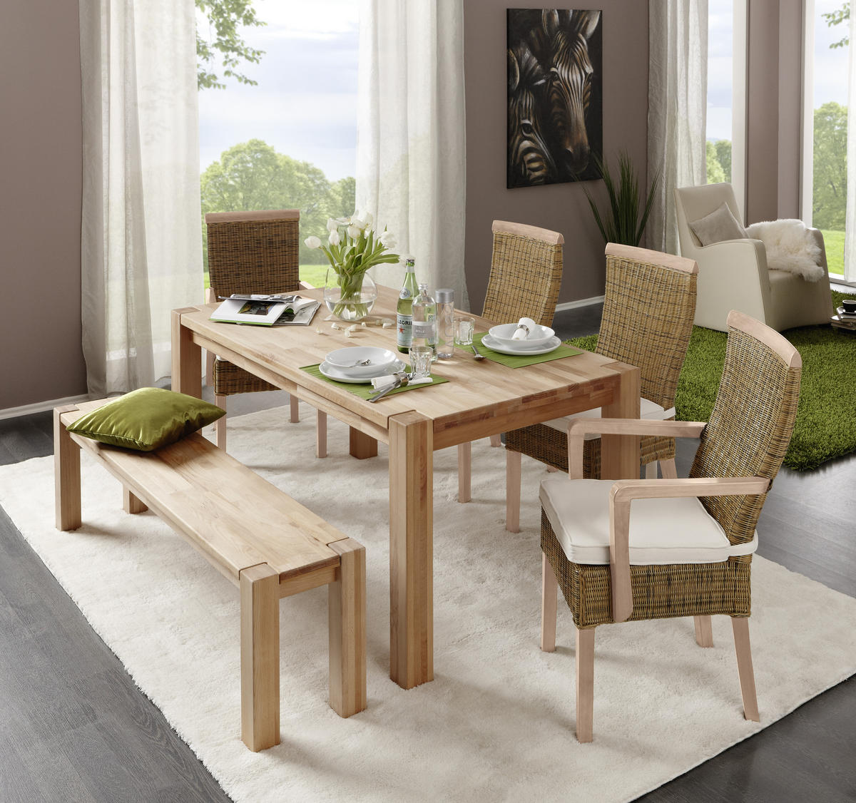 ESSTISCH Kernbuche massiv rechteckig Buchefarben  - Buchefarben, KONVENTIONELL, Holz (160-240/90/76cm) - Linea Natura
