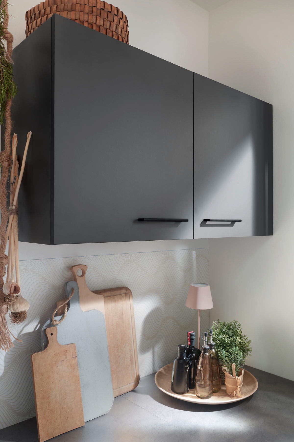 ECKKÜCHE 370/172 cm  in Dunkelgrau  - Dunkelgrau/Schwarz, Design, Holzwerkstoff/Metall (370/172cm) - Respekta