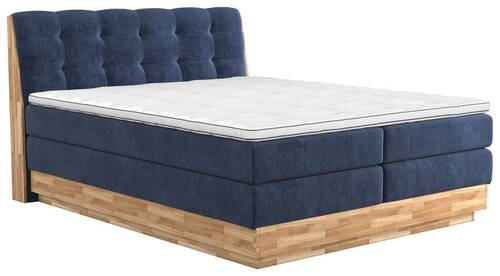BOXSPRING-ÁGY 180/200 cm  kék  - fekete/kék, Natur, textil/fa (180/200cm)