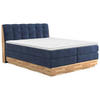 BOXSPRINGBETT 180/200 cm  in Blau  - Blau/Schwarz, Natur, Holz/Textil (180/200cm)