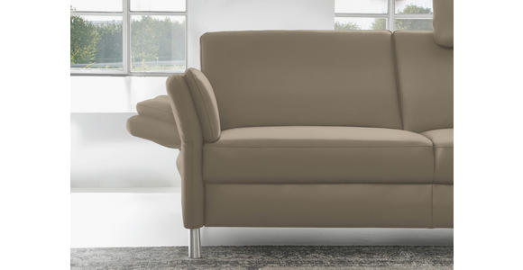 3-SITZER-SOFA Latina in Echtleder Greige   - Greige/Alufarben, Design, Leder/Metall (190/82/99cm) - Dieter Knoll