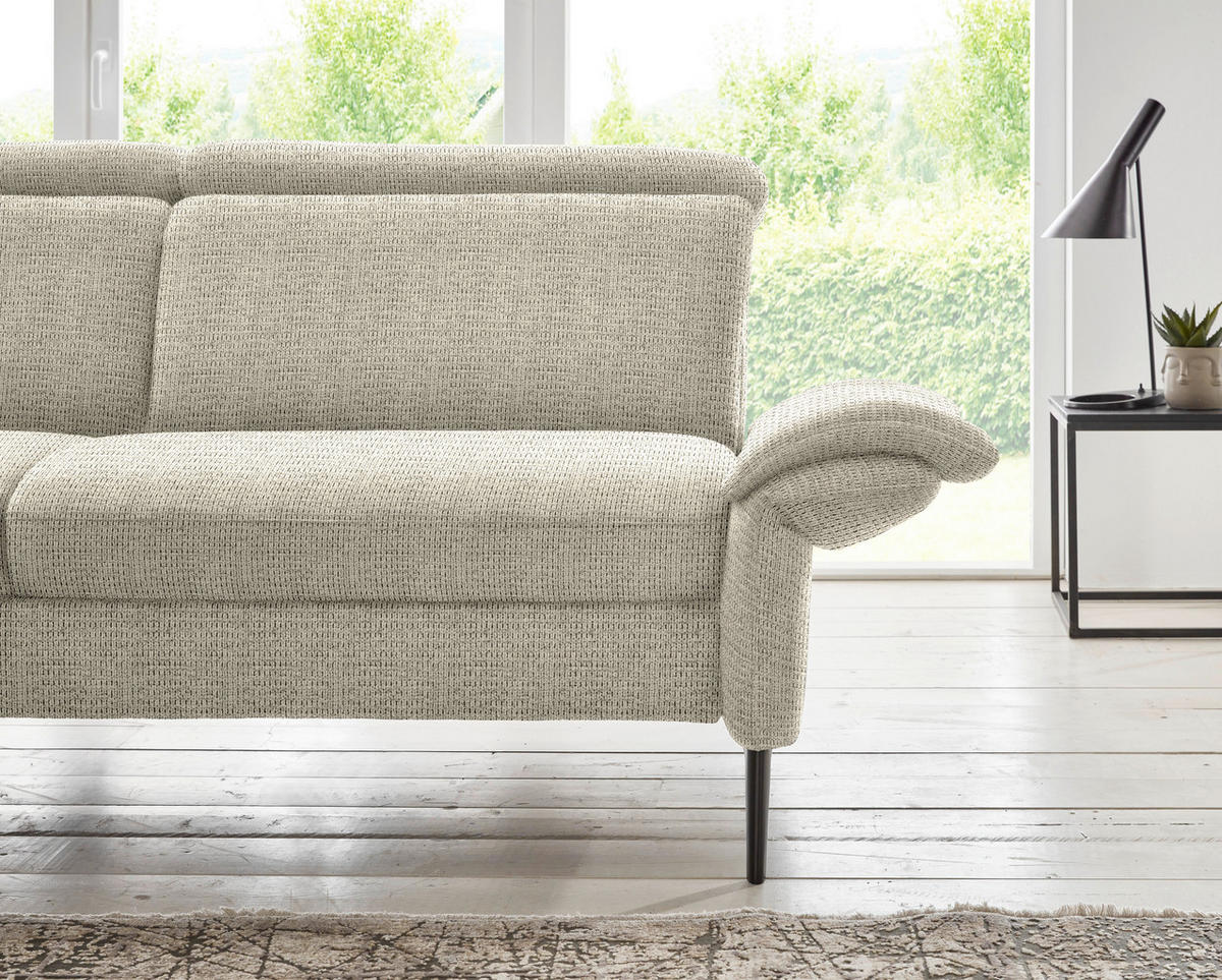 ECKSOFA in Struktur Beige  235/275 cm  - Beige/Schwarz, MODERN, Textil/Metall (235/275cm) - Cantus