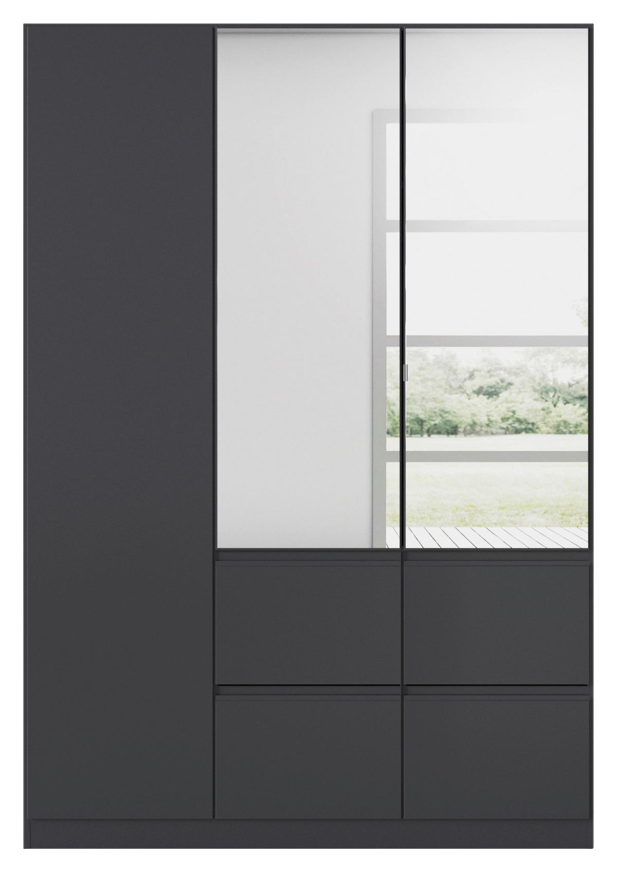 KLEIDERSCHRANK in Grau  - Grau, Trend, Glas/Holzwerkstoff (136/197/54cm) - Xora