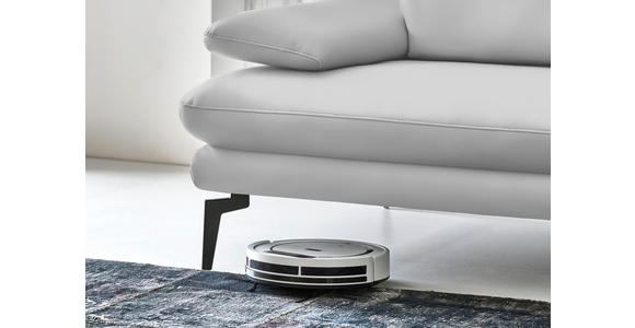 3-SITZER-SOFA in Leder Weiß - Schwarz/Weiß, Design, Leder/Metall (222/86/104cm) - Dieter Knoll