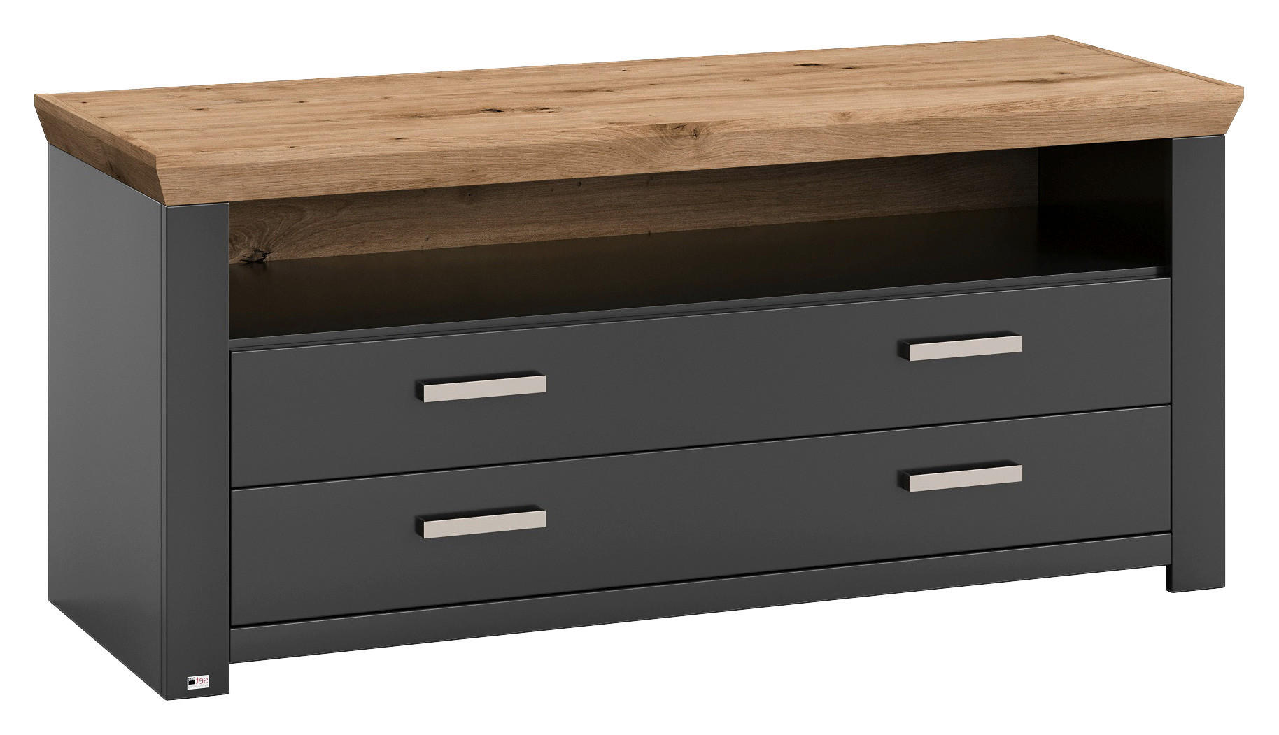 LOWBOARD  in 139,7/62,6/51,2 cm  - Graphitfarben/Eiche Artisan, Design, Holzwerkstoff/Metall (139,7/62,6/51,2cm) - SetOne by Musterring