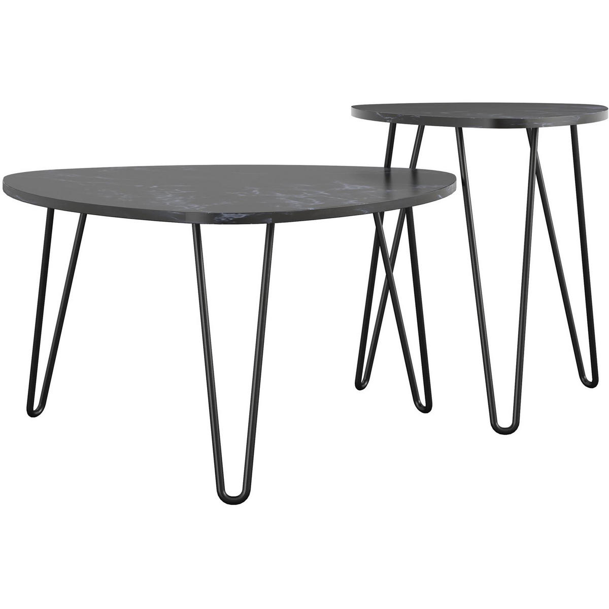 COUCHTISCHSET Athena oval Schwarz  - Schwarz, Design, Holzwerkstoff/Metall (51/57/51cm) - MID.YOU