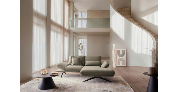 ECKSOFA  in Flachgewebe Hellbraun Rücken echt, Armteilverstellung, Relaxfunktion  234/155 cm  - Hellbraun/Schwarz, Design, Textil/Metall (234/155cm) - Dieter Knoll