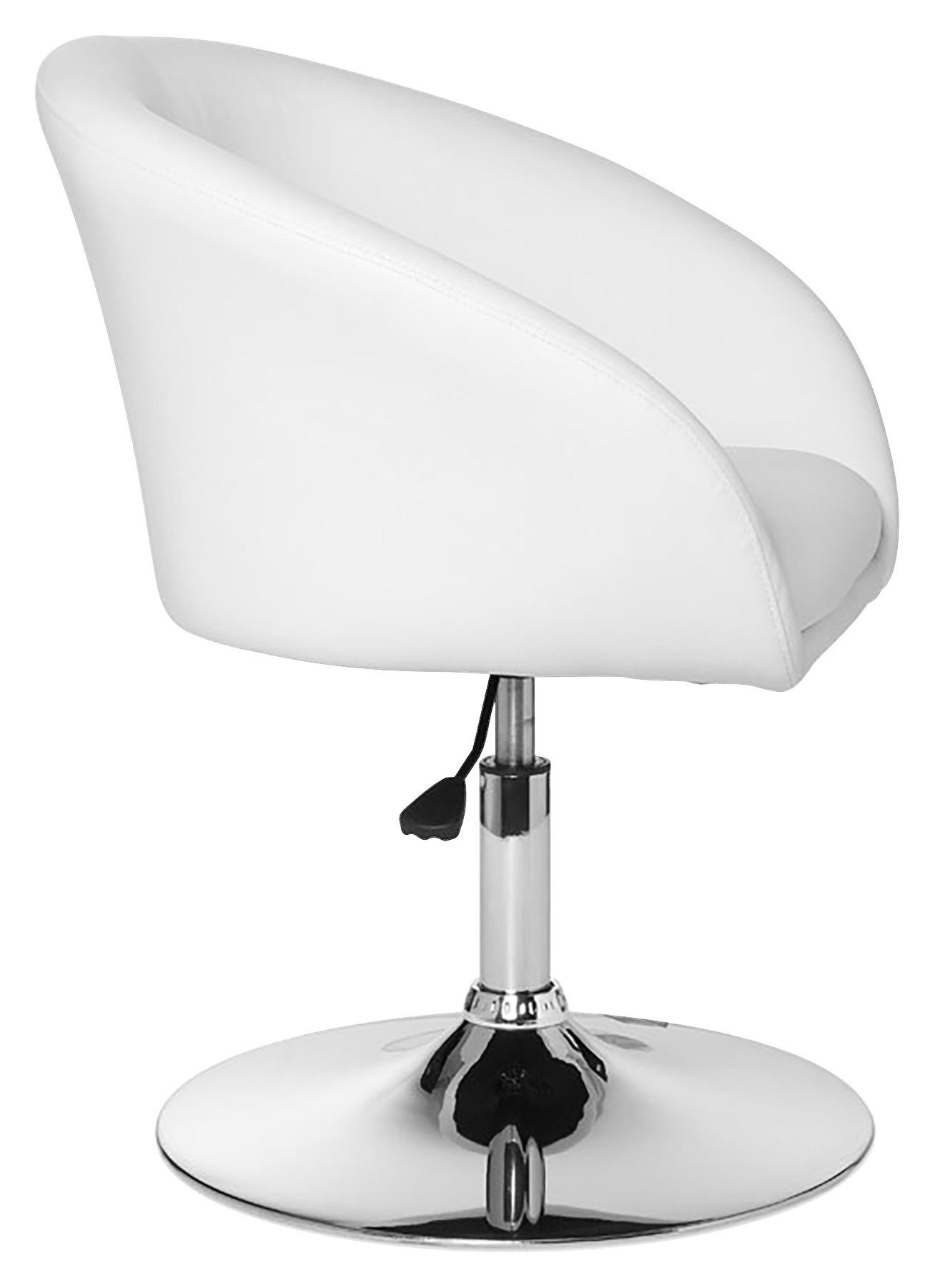 ARMLEHNSTUHL  Sitzfläche 360° drehbar Lederlook  - Chromfarben/Weiss, Modern, Textil/Metall (62/84/55cm) - MID.YOU