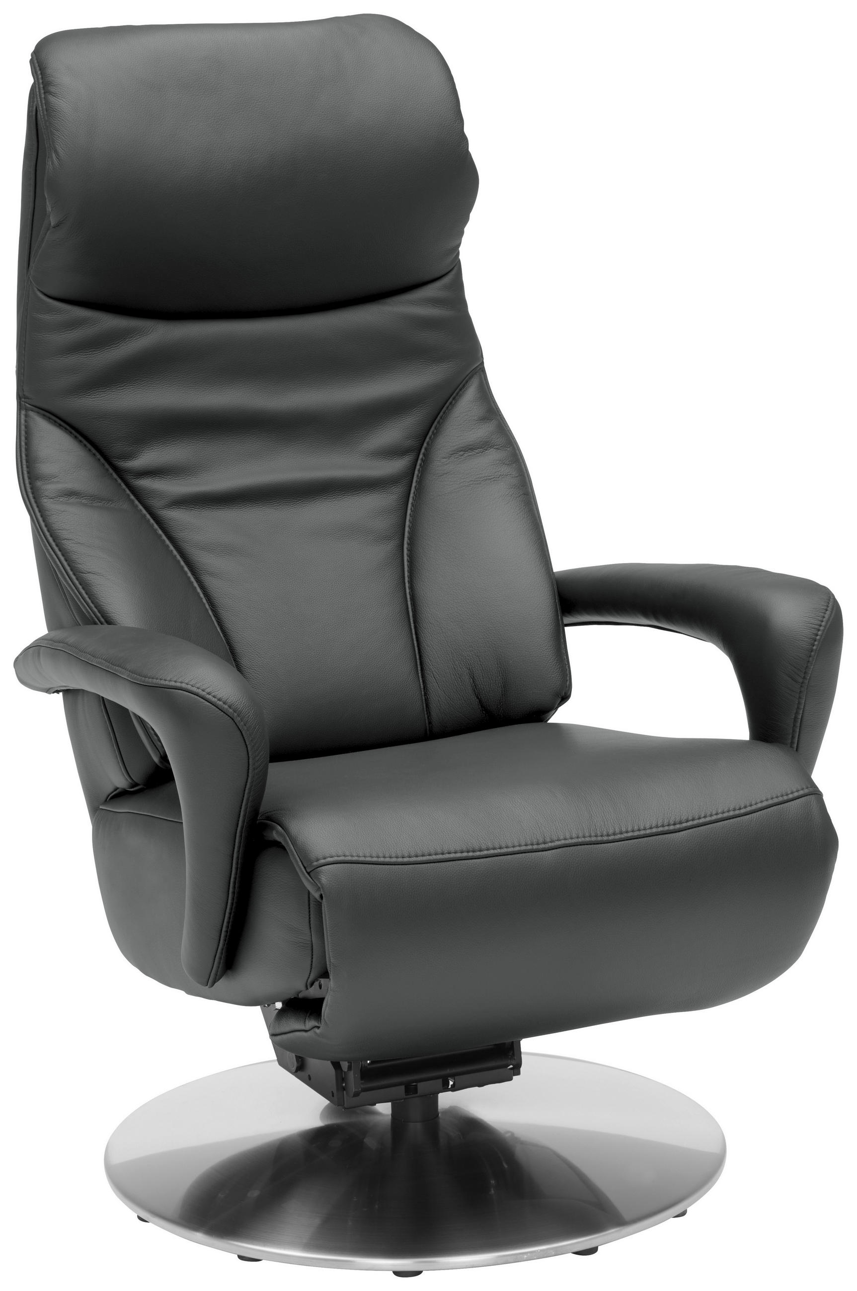 RELAXSESSEL in Leder Anthrazit  - Edelstahlfarben/Anthrazit, Design, Leder/Metall (75/117/88cm) - Dieter Knoll