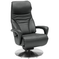 RELAXSESSEL in Leder Anthrazit  - Edelstahlfarben/Anthrazit, Design, Leder/Metall (75/117/88cm) - Dieter Knoll