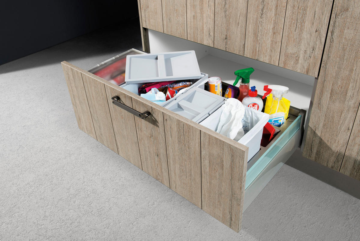 EINBAUKÜCHE  - Eichefarben, Design, Holzwerkstoff - Moderano