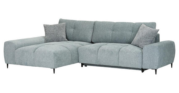 ECKSOFA  in Flachgewebe Mintgrün  - Schwarz/Mintgrün, KONVENTIONELL, Textil/Metall (180/295cm) - Carryhome