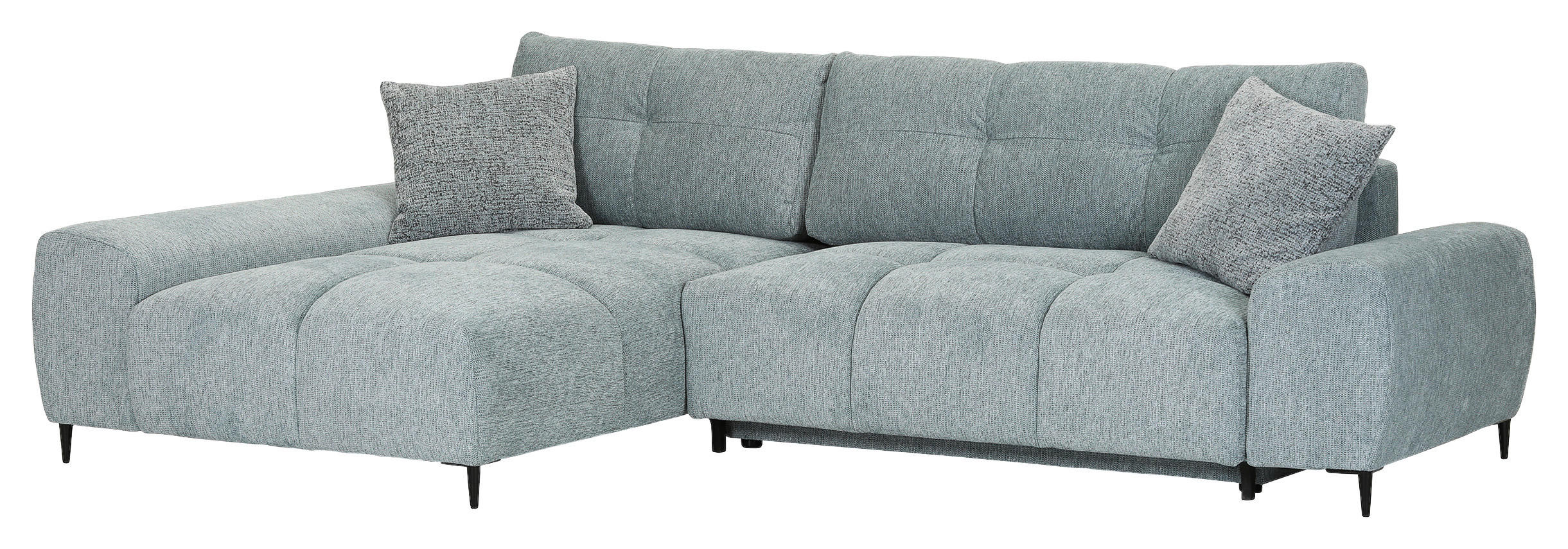ECKSOFA Mintgrün Flachgewebe  - Schwarz/Mintgrün, KONVENTIONELL, Textil/Metall (180/295cm) - Carryhome