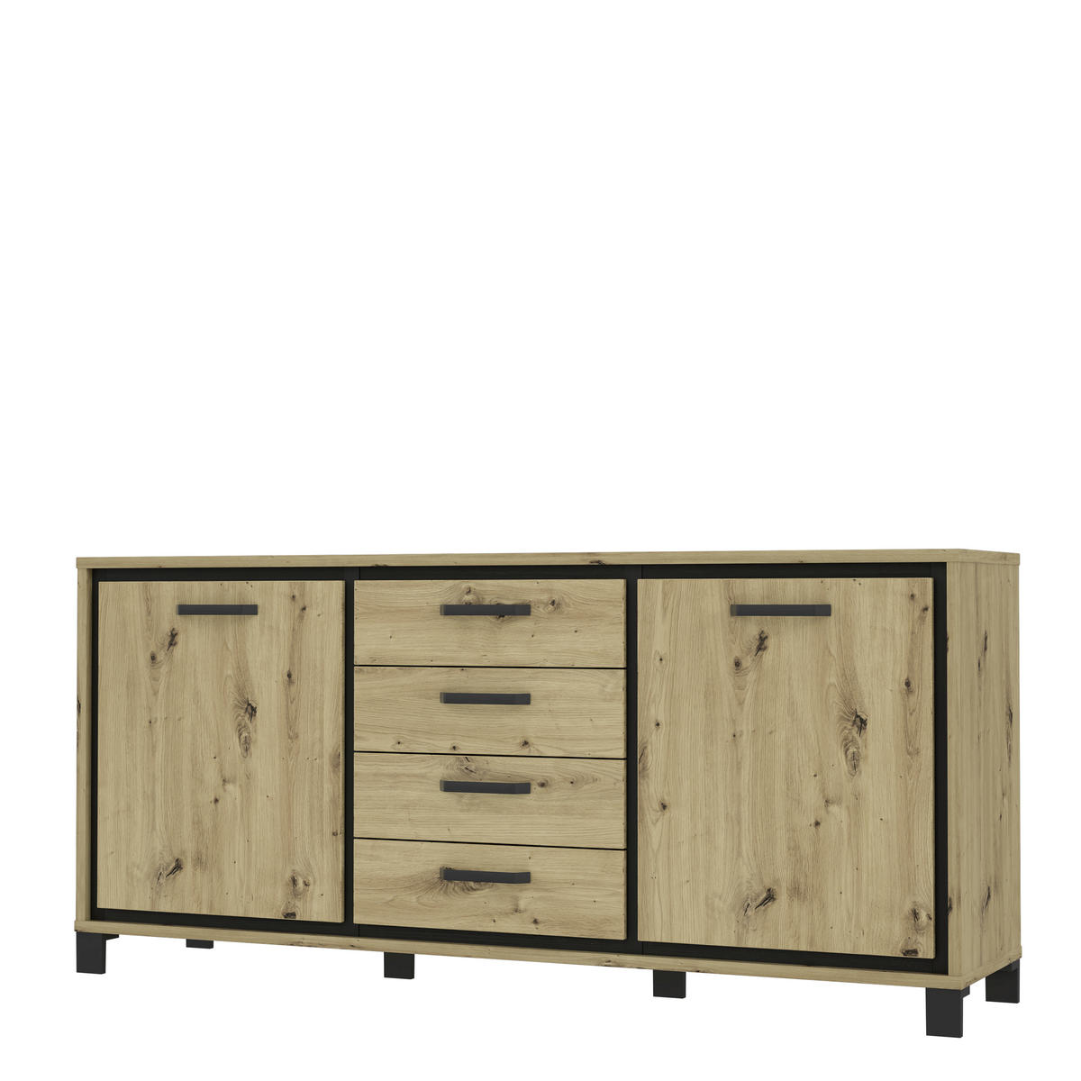 SIDEBOARD  in Schwarz, Eichefarben  - Eichefarben/Schwarz, Basics, Holzwerkstoff/Kunststoff (178.4cm) - Livetastic