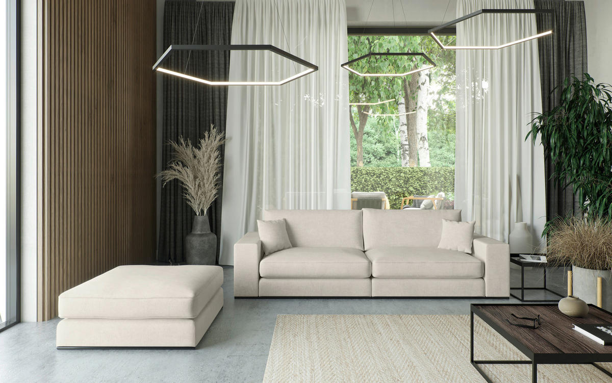SITZGARNITUR in Webstoff Beige  - Beige/Schwarz, Design, Holz/Textil (278/85/103cm) - Livetastic