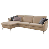 ECKSOFA in Lederlook (vegan) Sandfarben  - Sandfarben/Nickelfarben, Modern, Textil/Metall (179/233cm) - Livetastic
