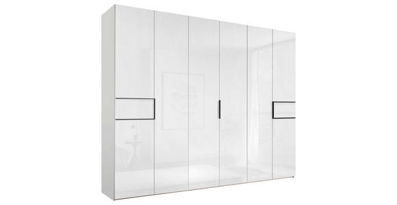 DREHTÜRENSCHRANK 298/222/63 cm,  in Weiß, 6-türig  - Schwarz/Weiß, Design, Glas/Holzwerkstoff (298/222/63cm) - Dieter Knoll