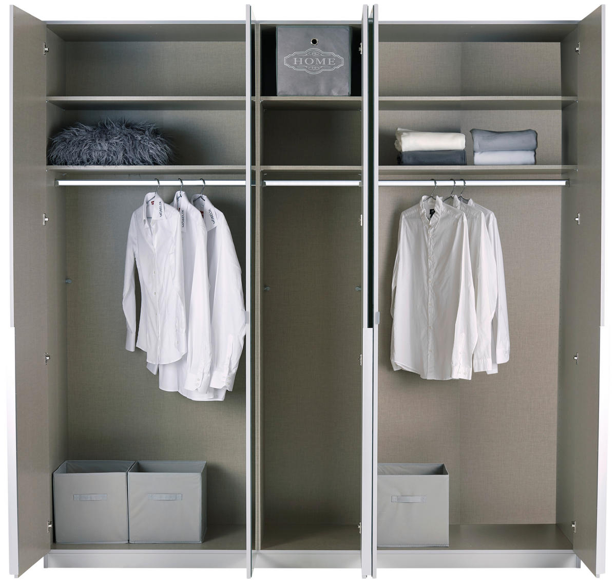 DREHTÜRENSCHRANK 226/229/54 cm 5-türig Hellgrau, Silberfarben  - Silberfarben/Hellgrau, MODERN, Holzwerkstoff (226/229/54cm) - Rauch Möbel