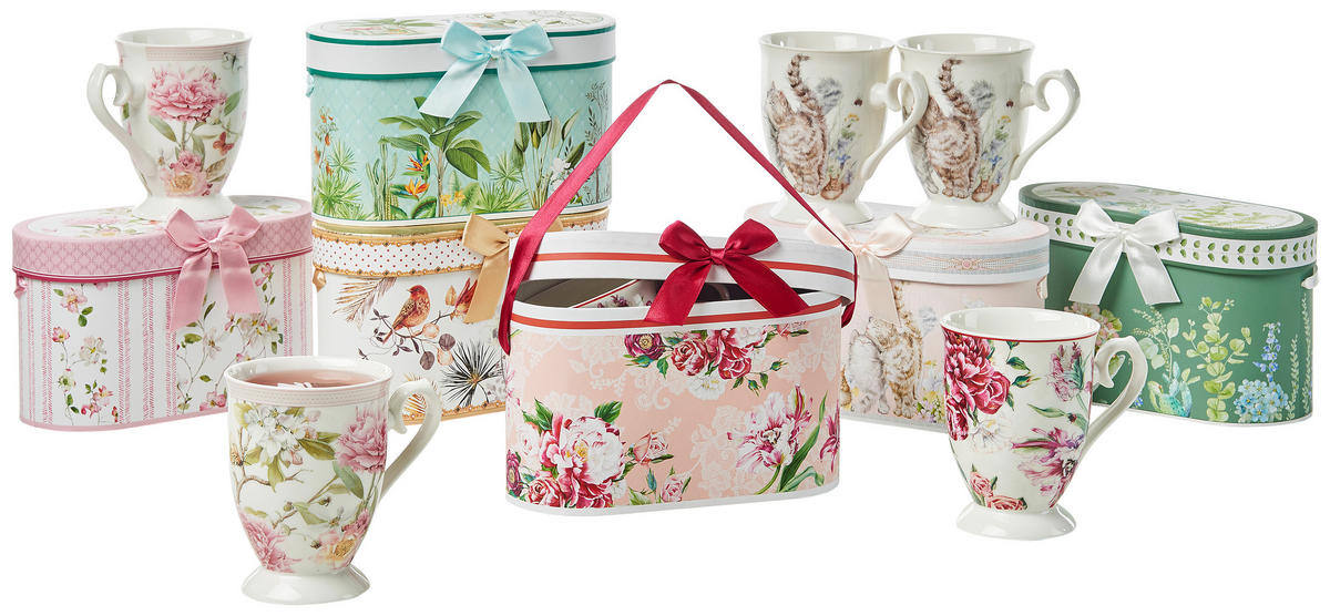 ŠÁLKA NA KÁVU nový kostný porcelán (new bone china)  - hnedá/modrá, Trend, kartón/papier (320ml)