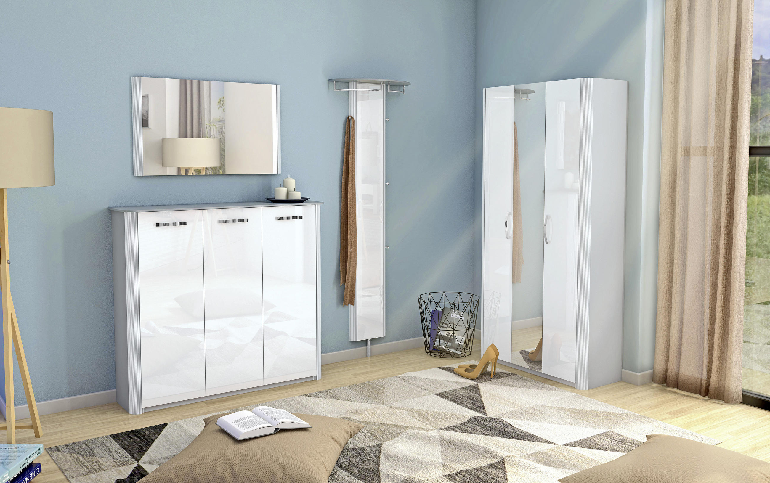 GARDEROBENSCHRANK 94/188/38 cm  - Chromfarben/Alufarben, Design, Glas/Holzwerkstoff (94/188/38cm) - Moderano