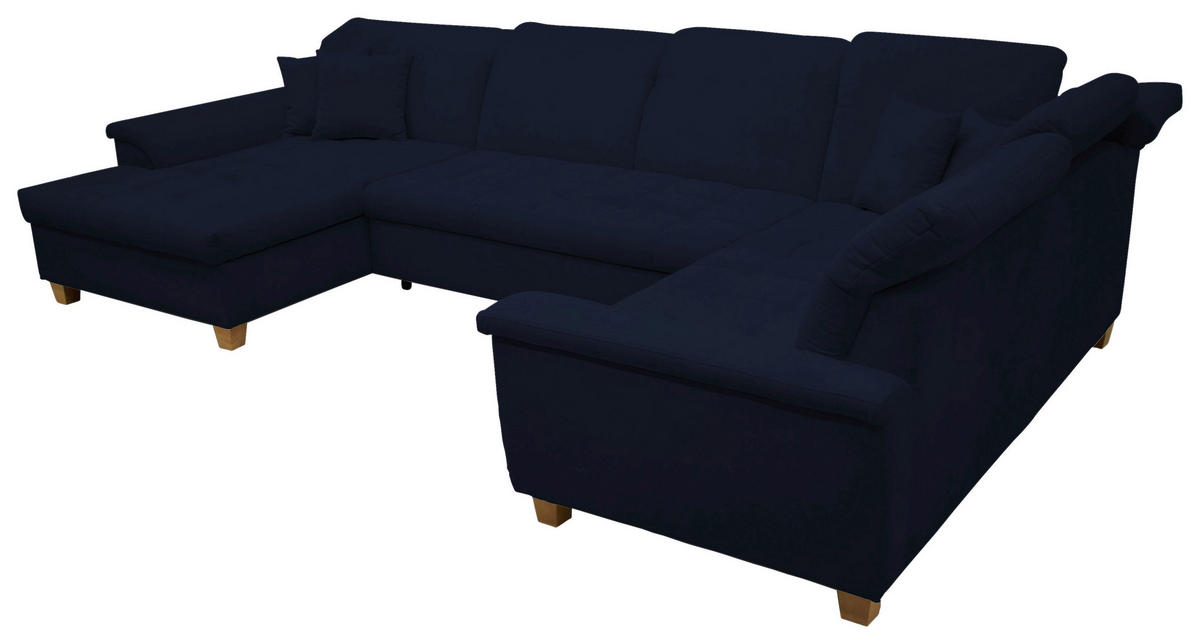 WOHNLANDSCHAFT in Mikrofaser Dunkelblau  - Eichefarben/Dunkelblau, KONVENTIONELL, Holz/Textil (170/352/214cm) - MID.YOU