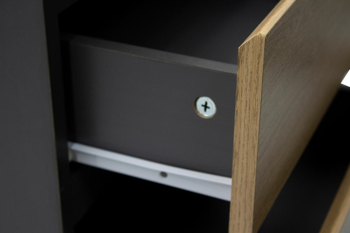 NACHTSCHRANK 39,7/59/32 cm, Anthrazit, Eiche Artisan,  - Anthrazit/Eiche Artisan, Basics, Holzwerkstoff (39,7/59/32cm) - Boxxx