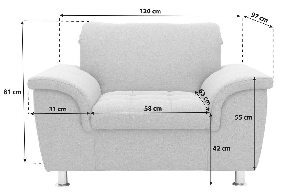 SESSEL Webstoff Dunkelblau    - Chromfarben/Dunkelblau, KONVENTIONELL, Textil/Metall (120/81/97cm) - MID.YOU