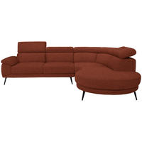 ECKSOFA in Velours Rostfarben  299/264 cm  - Rostfarben/Schwarz, Design, Textil/Metall (299/264cm) - Novel