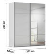 SCHWEBETÜRENSCHRANK  in Grau  - Chromfarben/Grau, KONVENTIONELL, Glas/Holzwerkstoff (201/223/68cm) - Novel