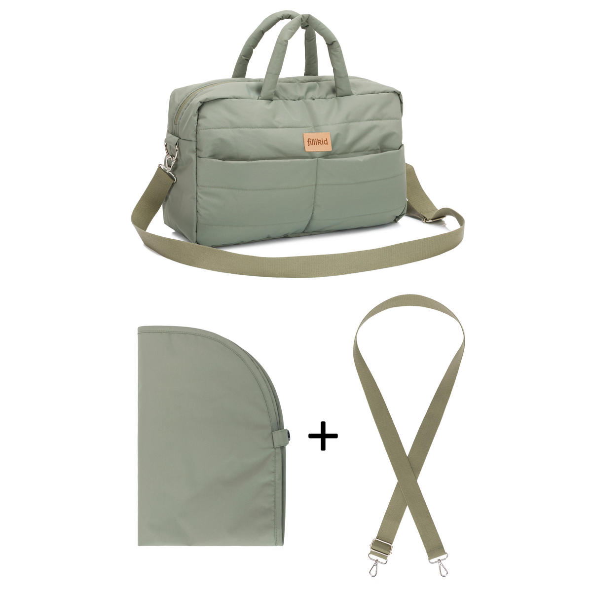 WICKELTASCHE  - Salbeigrün/Schwarz, Basics, Textil (43/28/14cm) - Fillikid