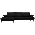 ECKSOFA in Echtleder Schwarz  - Schwarz, Design, Leder/Metall (157/325cm) - Dieter Knoll